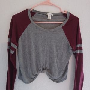 Maroon and grey crop top size small
